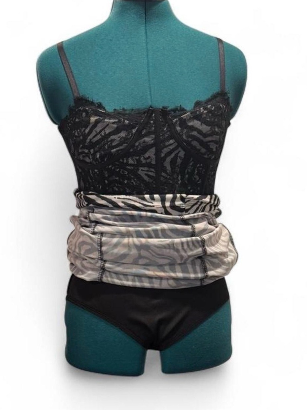 Forever 21 Black Lace Bustier with Black & White Zebra-Print Midi - Picture 3 of 6